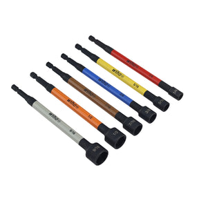 6 Piece Color Coded Magnetic Nut Setter SAE Set