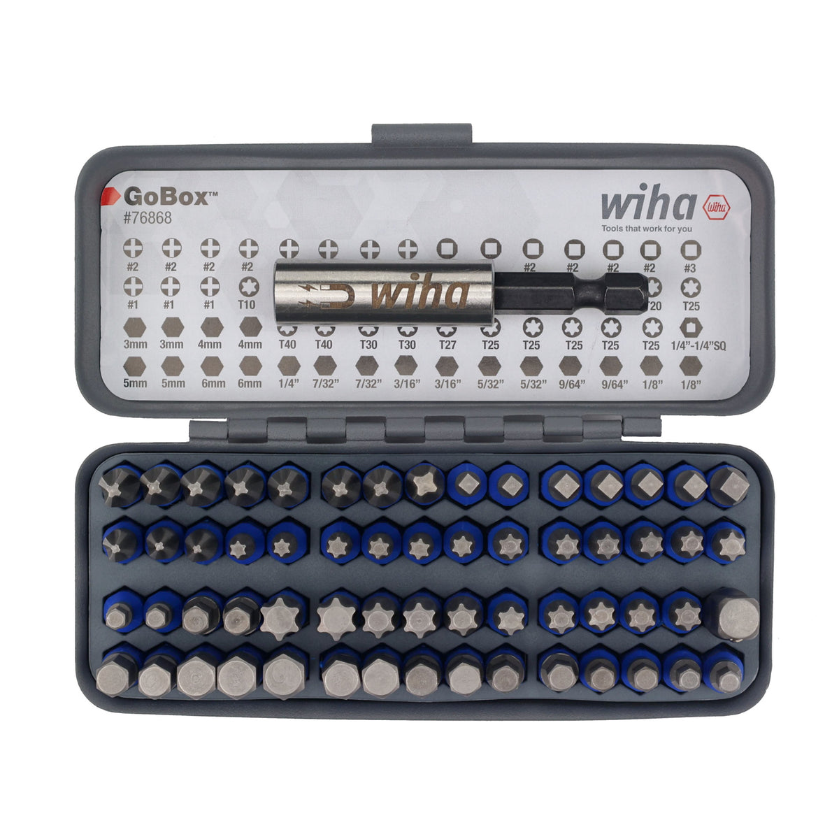 Wiha 76868 61 Piece TerminatorBlue GoBox Bit Set - 1 Inch