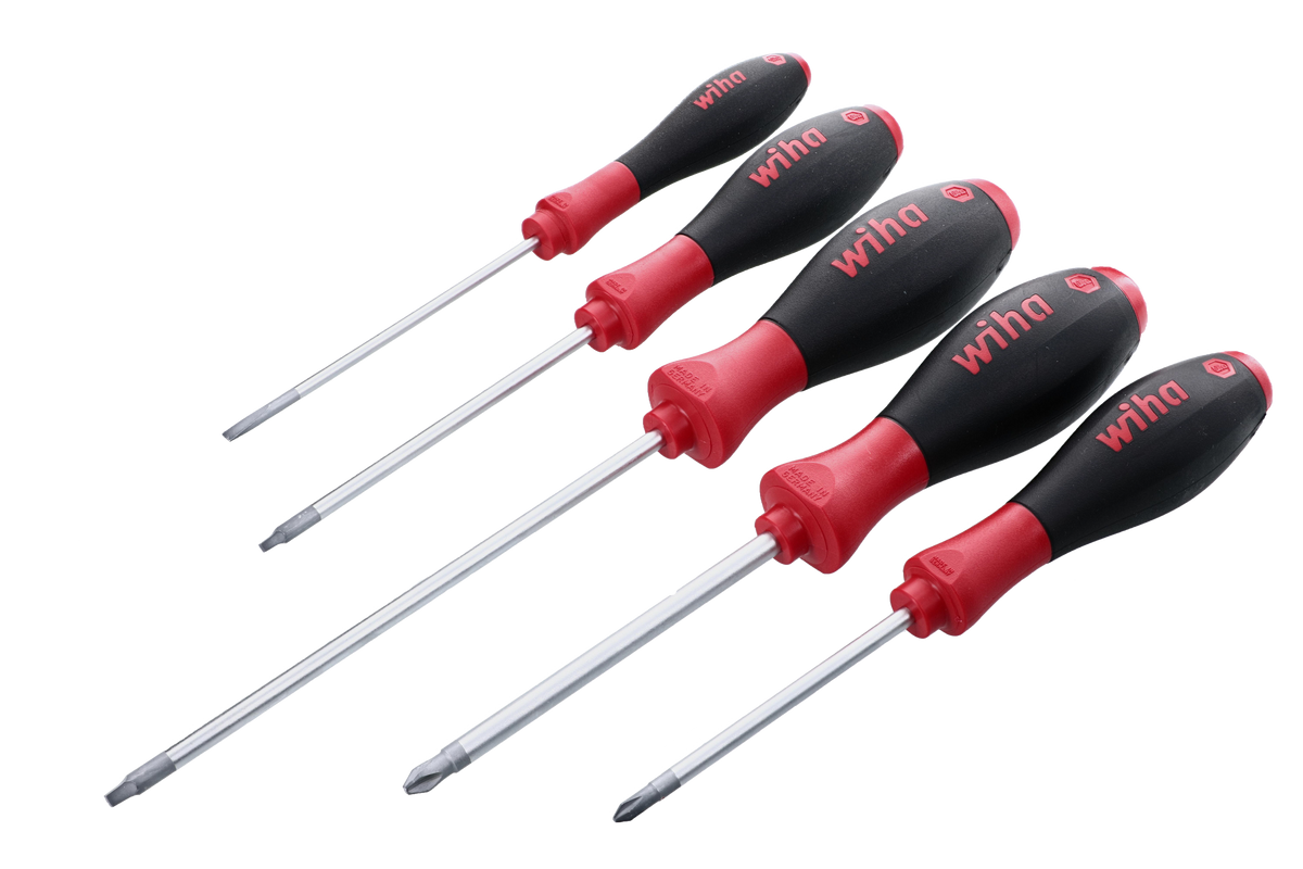 5 Piece SoftFinish Slotted and Phillips and Square Screwdriver Set