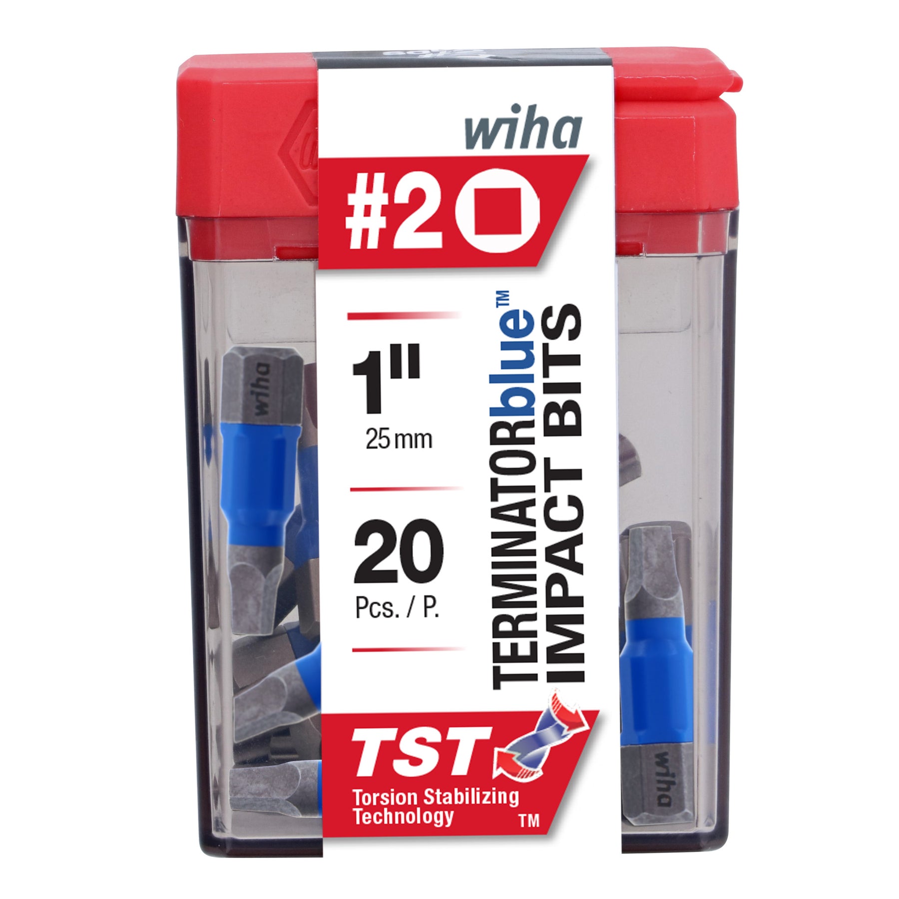 TerminatorBlue Impact Bit Square #2 - 1 Inch - 20 Pack