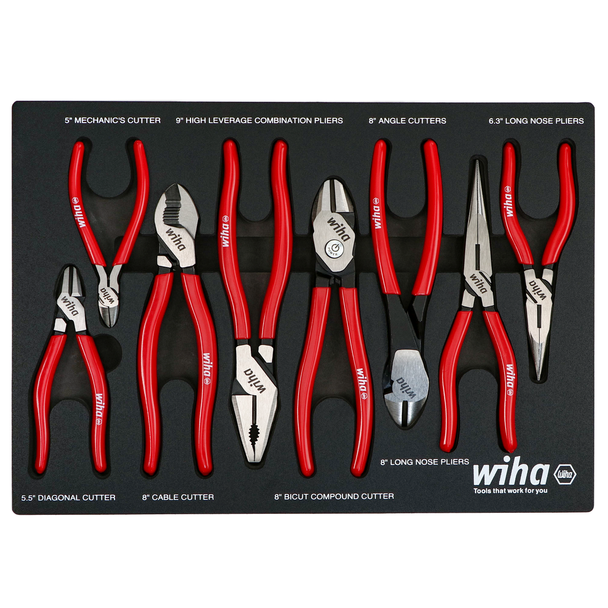 8 Piece Classic Grip Pliers and Cutters Tray Set