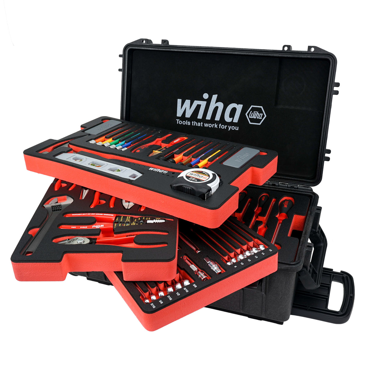 Wiha 32801 Juego de herramientas aisladas para electricista en pulgadas y  métrico, 112 piezas