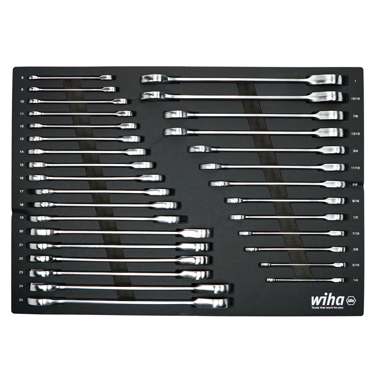 31 Piece Ratcheting Wrench Tray Set - SAE and Metric