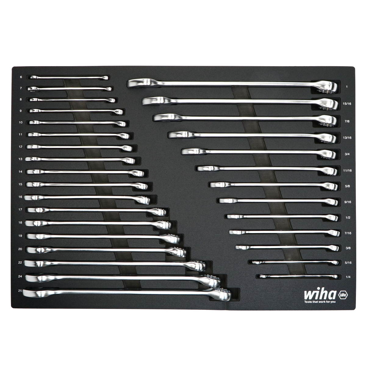 31 Piece Combination Wrench Tray Set - SAE and Metric