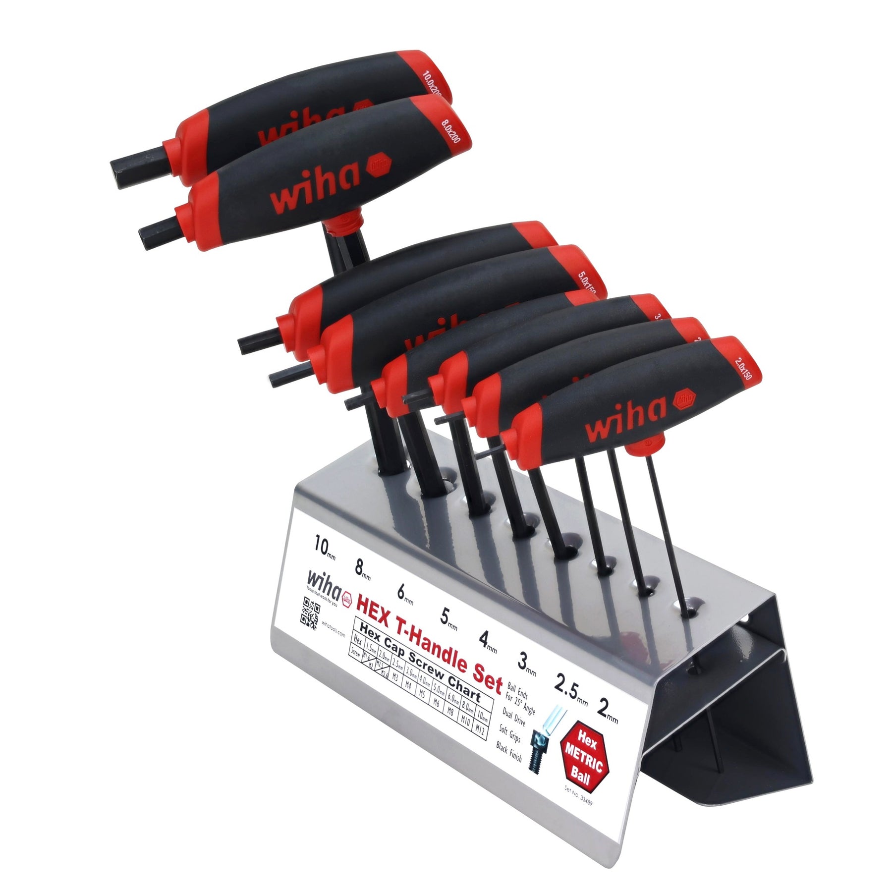 Wiha 33489 8 Piece SoftGrip Dual Drive Hex T-Handle Metric Set