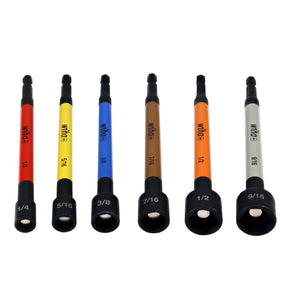 6 Piece Color Coded Magnetic Nut Setter SAE Set