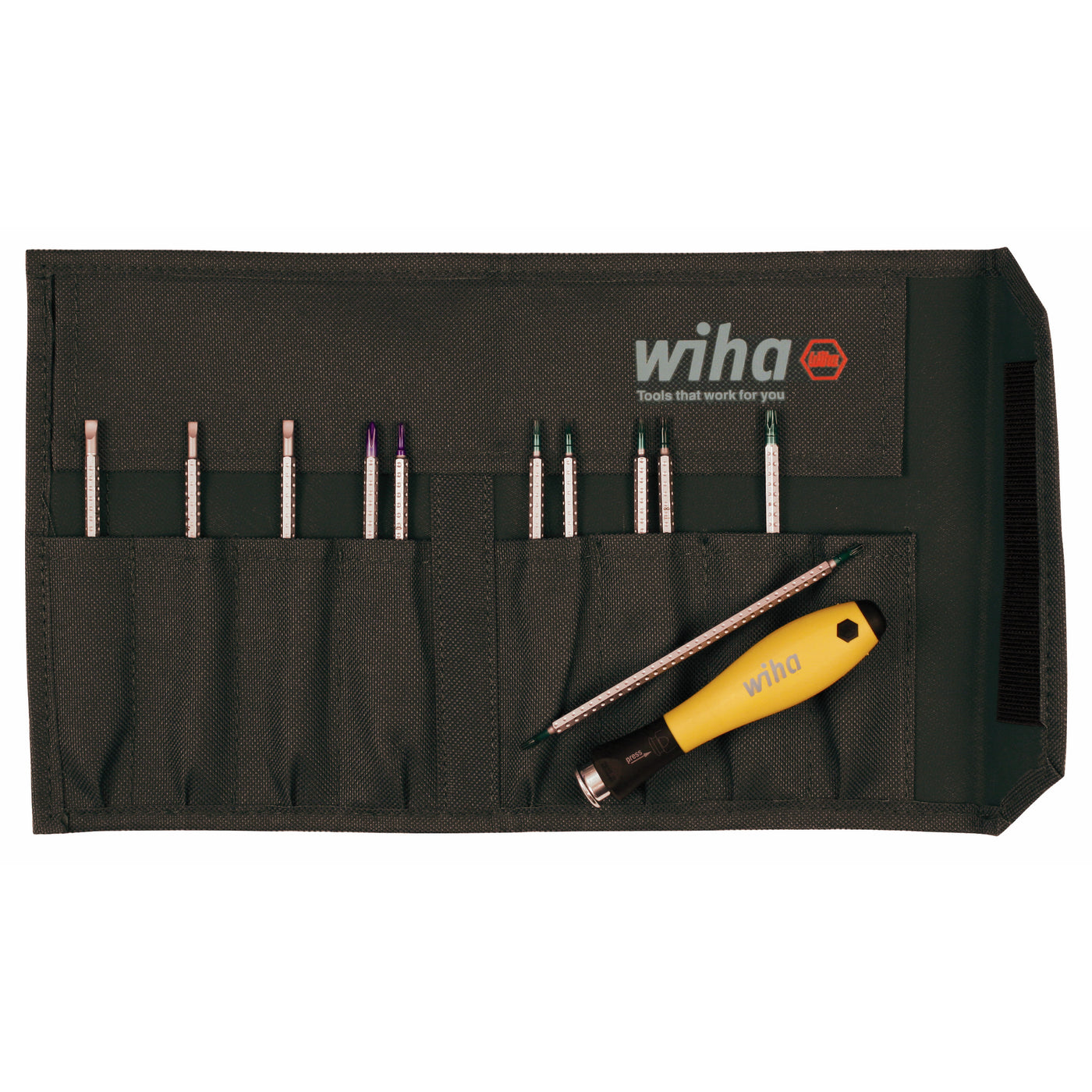 Wiha 26985 12 Piece ESD Safe Drive-Loc IV Blade Set in Canvas Pouch